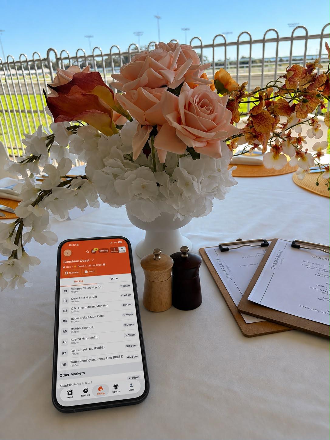 Race day table styling at a 4QTR managed event