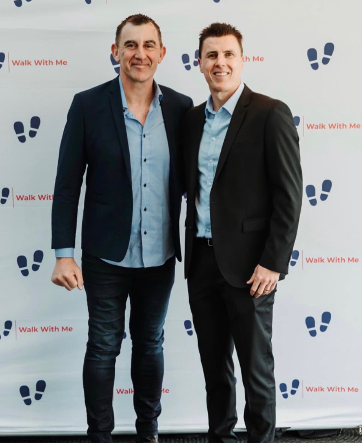 Two special guests at the Walk With Me media wall