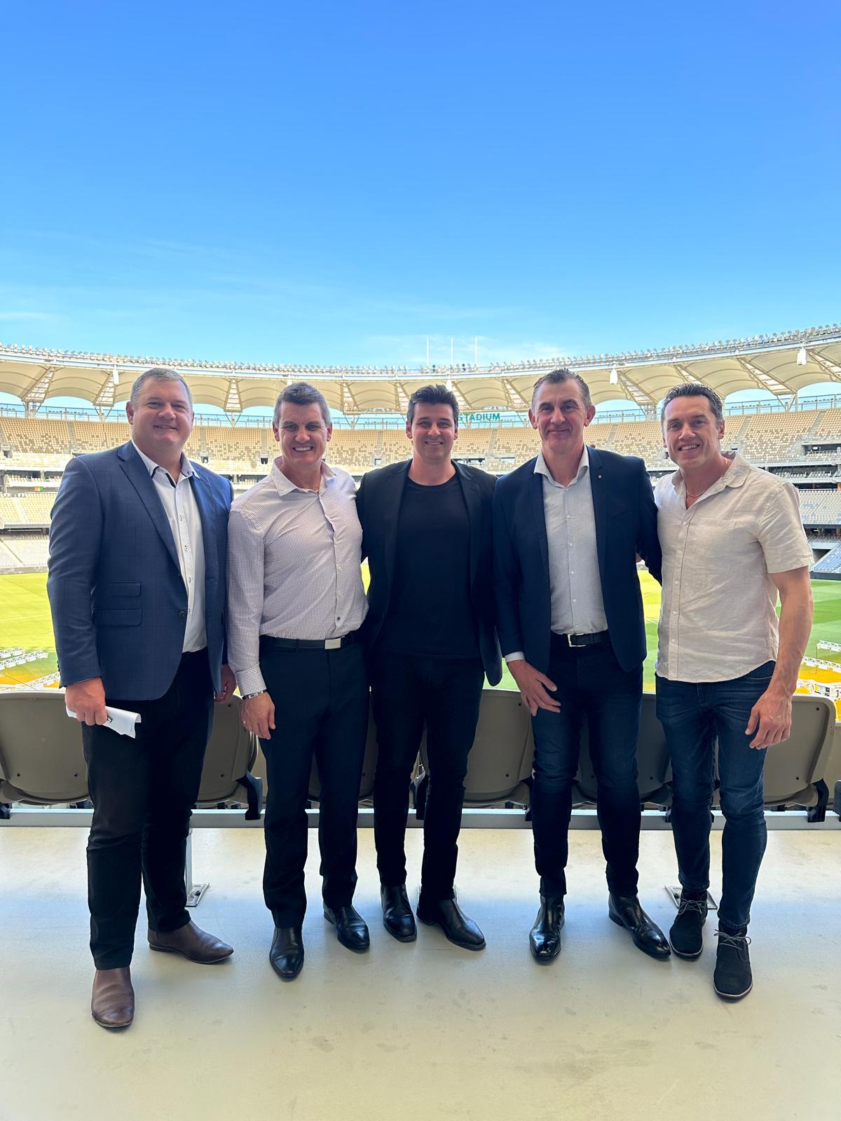 4QTR hosts and special guests at Optus Stadium, Perth